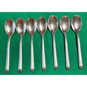 MIKASA Satin Wave Stainless Flatware Set of 7 Oval Soup Spoons
